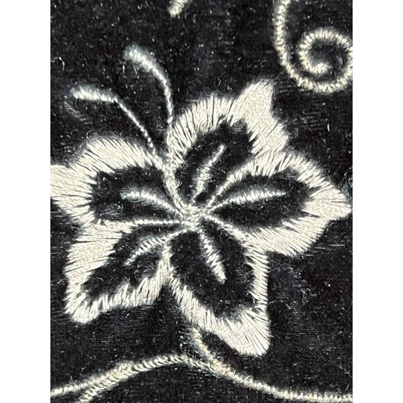 Vtg. Danielle Casey Dress S Black Velvet Midi Floral Embroidery Romantic Elegant - Picture 3 of 13